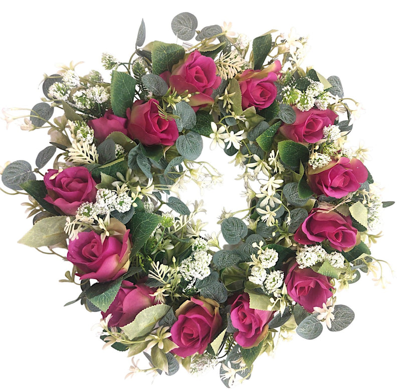 Στεφάνι Τριαντάφυλλο 45cm (ΤΗΙΜ36026) - Μωβ