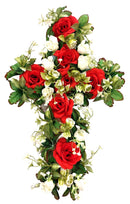 Στεφάνι Σταυρός Τριαντάφυλλο 56cm (ΤΗΙΜ36031) - Κόκκινο