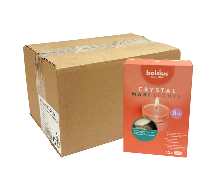 Ρεσώ 24άδα Bolsius Crystal Maxi Light Φυτικό - Σόγιας Clearcup 8 Ωρών - Λευκό (Κιβώτιο 6τμχ)