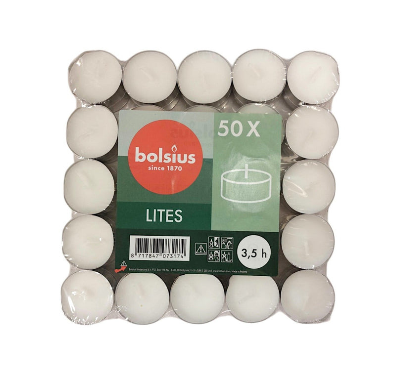 Ρεσώ 50άδα Bolsius 3.5 Ωρών - Λευκό (Κιβώτιο 16τμχ)