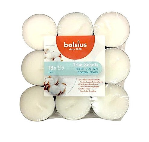 Αρωματικό Ρεσώ 4 Ωρών Bolsius True Scents 18άδα - Fresh Cotton