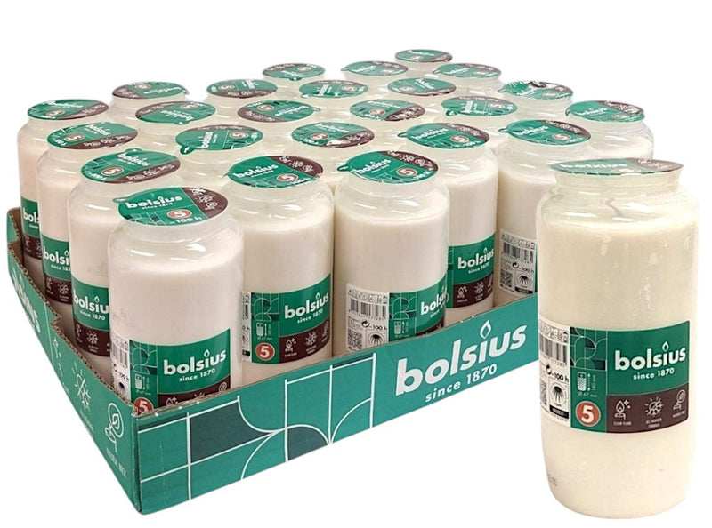 Φυτικό Κερί Διαρκείας 5 Bolsius ~100 Ωρών - Λευκό (Κιβώτιο 24τμχ)