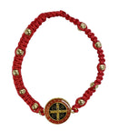 Kομποσκοίνι Μακραμέ με Κωνσταντινάτο Φλουρί - Κόκκινο με Χρυσή Χάντρα (ΤΗΙΜ299)