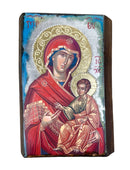 Χειροποίητη Εικόνα Ακανόνιστο Ξύλο Μεικτή Τεχνική 28x19,9cm - Παναγία Πορταΐτισσα (4)