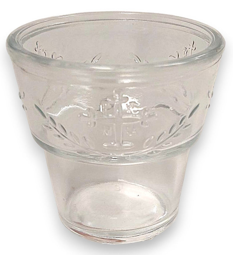 Καντηλόκουπα Γυάλινη με Σταυρό Μεσαίο Γλαστράκι - Διάφανο