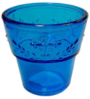 Καντηλόκουπα Γυάλινη με Σταυρό Μεσαίο Γλαστράκι - Μπλε