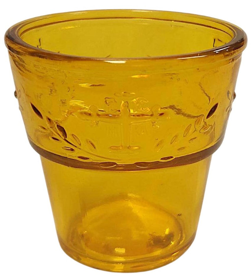 Καντηλόκουπα Γυάλινη με Σταυρό Μεσαίο Γλαστράκι - Μελί