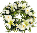 Στεφάνι Τριαντάφυλλο και Μανόλια 45cm (ΤΗΙΜ36056) - Λευκό