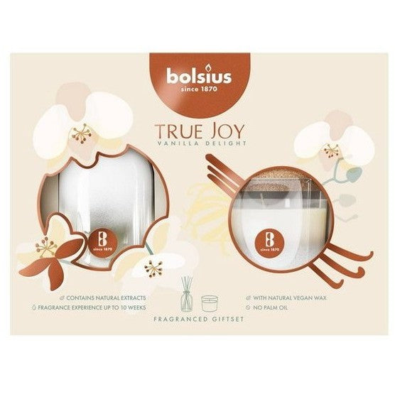 Σετ Δώρου Bolsius True Joy με Diffuser 80ml και Αρωματικό Κερί 21H - Vanilla Delight