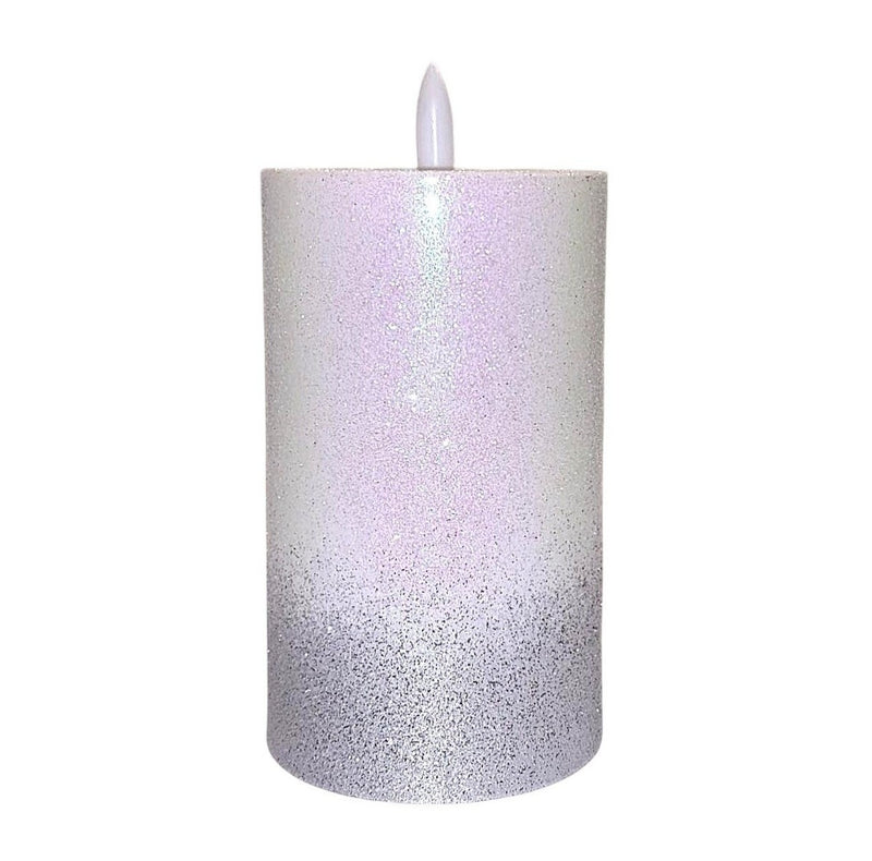 Ηλεκτρικό Κερί Κορμός SUBITO C702 με Σταθερή Φλόγα 125/75mm - Λευκό με Ασημόσκονη (THIM877)