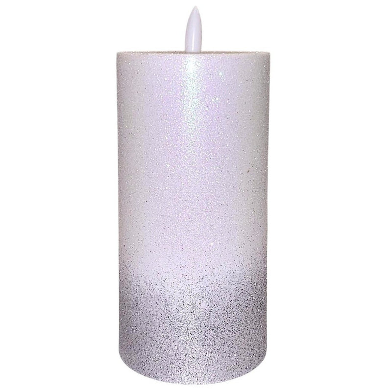 Ηλεκτρικό Κερί Κορμός SUBITO C702 με Σταθερή Φλόγα 150/75mm - Λευκό με Ασημόσκονη (THIM878)