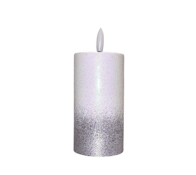 Ηλεκτρικό Κερί Κορμός SUBITO C705 με Σταθερή Φλόγα 100/50mm - Λευκό με Ασημόσκονη (THIM880)