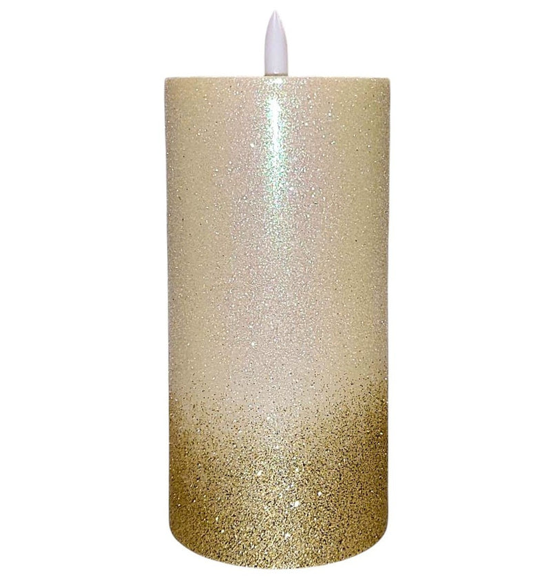 Ηλεκτρικό Κερί Κορμός SUBITO C702 με Σταθερή Φλόγα 150/75mm - Ιβουάρ με Χρυσόσκονη (THIM680)