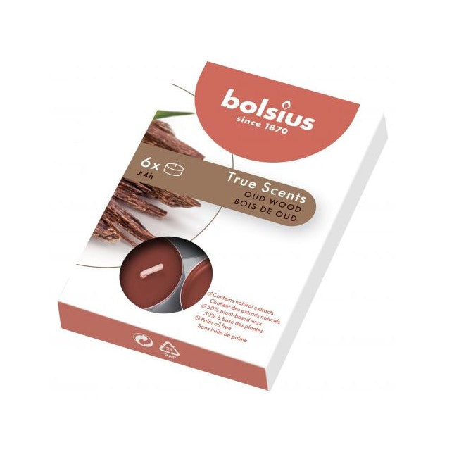 Αρωματικό Ρεσώ 4 Ωρών Bolsius True Scents 6άδα - Oud Wood