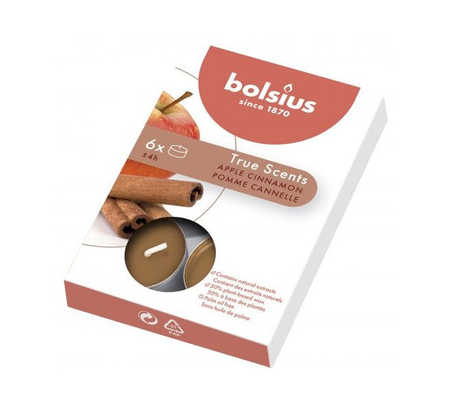 Αρωματικό Ρεσώ 4 Ωρών Bolsius True Scents 6άδα - Apple Cinnamon