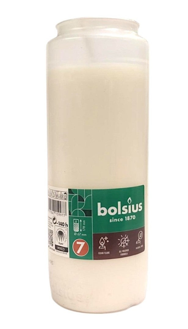 Φυτικό Κερί Διαρκείας 7 Bolsius ~140 Ωρών - Λευκό (Κιβώτιο 15τμχ)