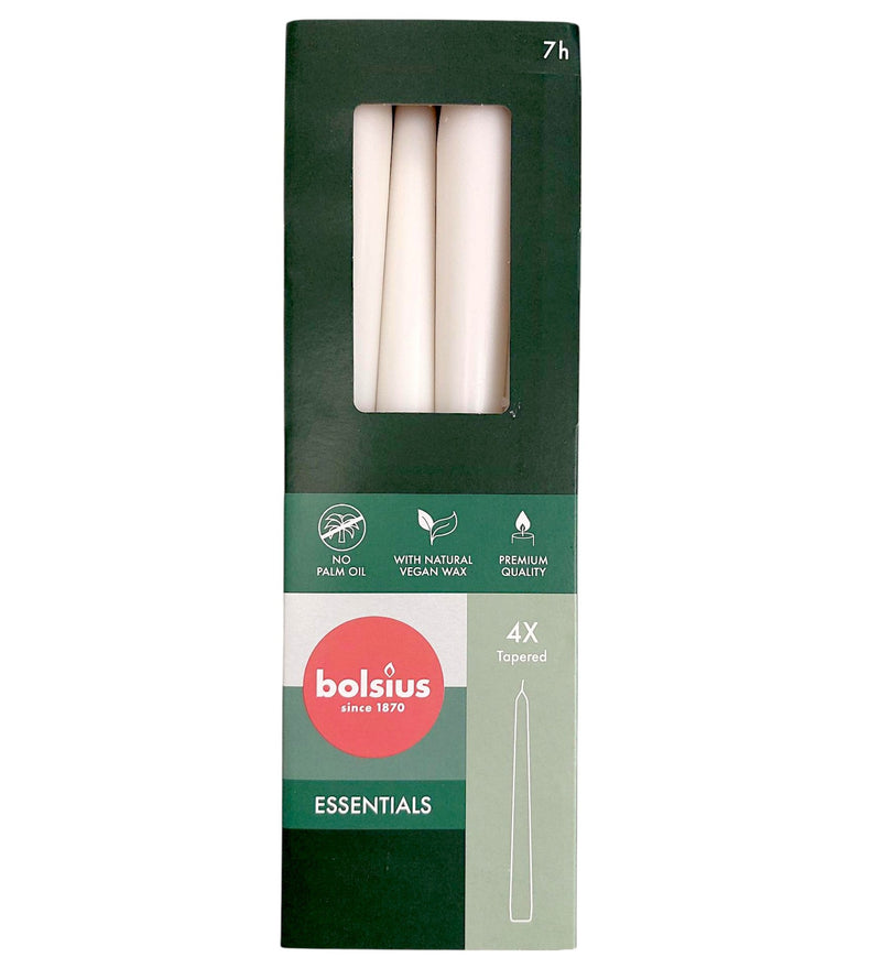 Κεριά Κωνικά Κηροπηγίου (Σπαρματσέτα) 245/24mm Bolsius 4άδα - Cloudy White