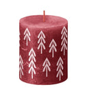 Κερί Κορμός Ρουστίκ Bolsius 80/68mm Silhouette - Delicate Red με Δεντράκια