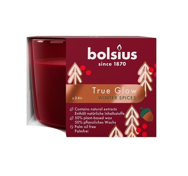 Αρωματικό Κερί σε Ποτήρι 63/90mm Bolsius True Glow XMAS - Winter Spices