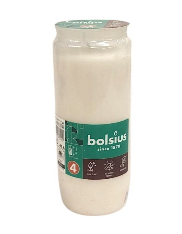 Φυτικό Κερί Διαρκείας 4 Bolsius ~75 Ωρών - Λευκό (Κιβώτιο 20τμχ)