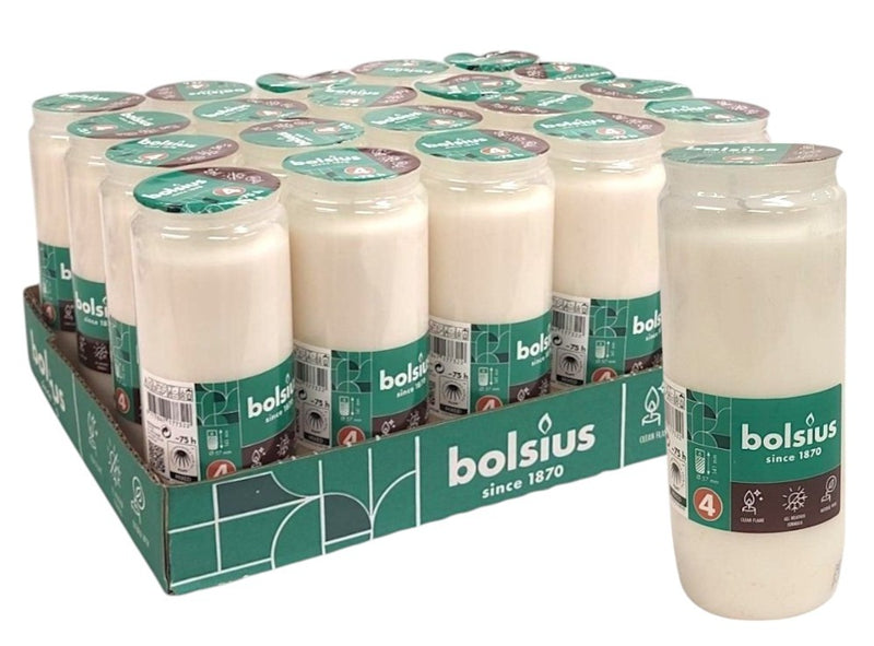Φυτικό Κερί Διαρκείας 4 Bolsius ~75 Ωρών - Λευκό (Κιβώτιο 20τμχ)