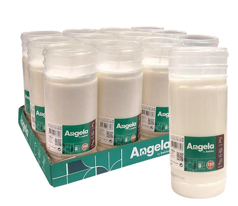 Κερί Διαρκείας Παραφίνης Angela Bolsius ~150 Ωρών - Λευκό (Κιβώτιο 12τμχ)