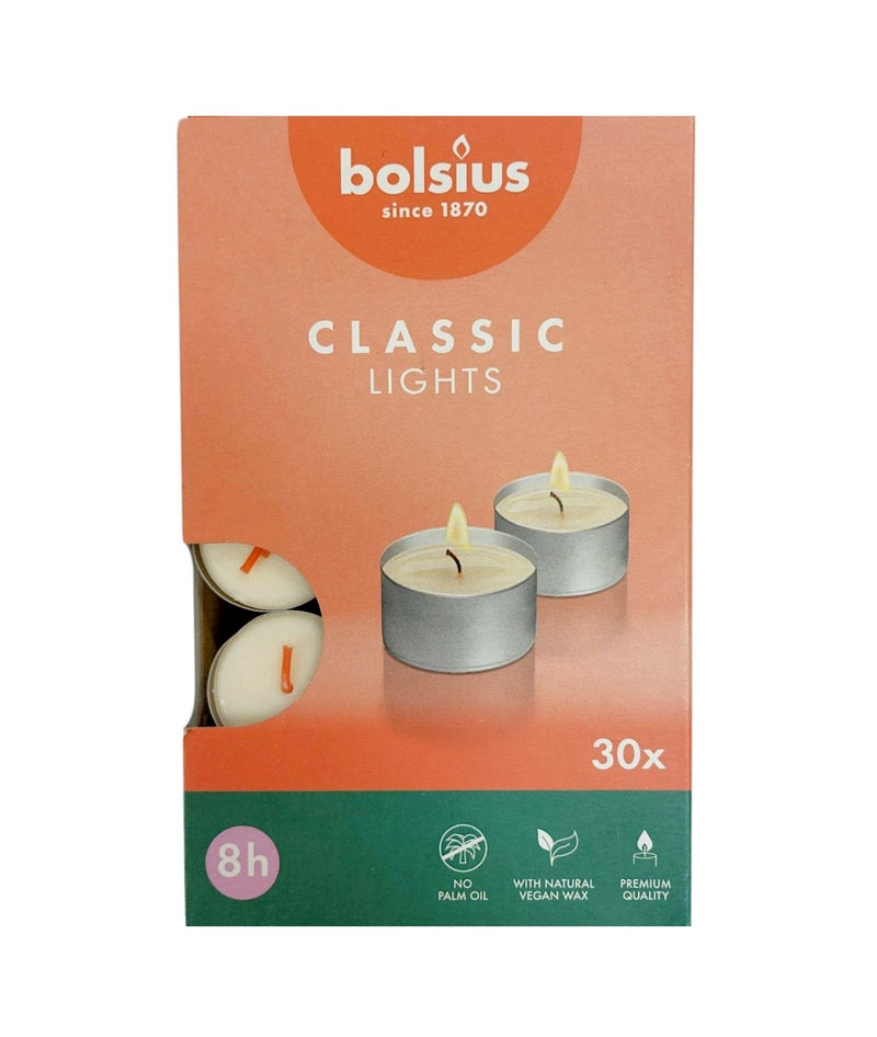 Ρεσώ 30άδα Bolsius Classic 8 Ωρών - Λευκό (Κιβώτιο 6τμχ)