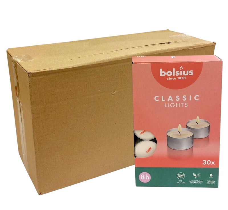 Ρεσώ 30άδα Bolsius Classic 8 Ωρών - Λευκό (Κιβώτιο 6τμχ)
