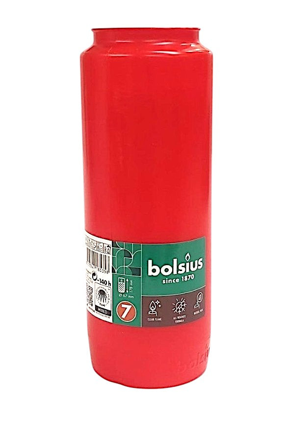 Φυτικό Κερί Διαρκείας 7 Bolsius ~140 Ωρών - Κόκκινο (Κιβώτιο 15τμχ)