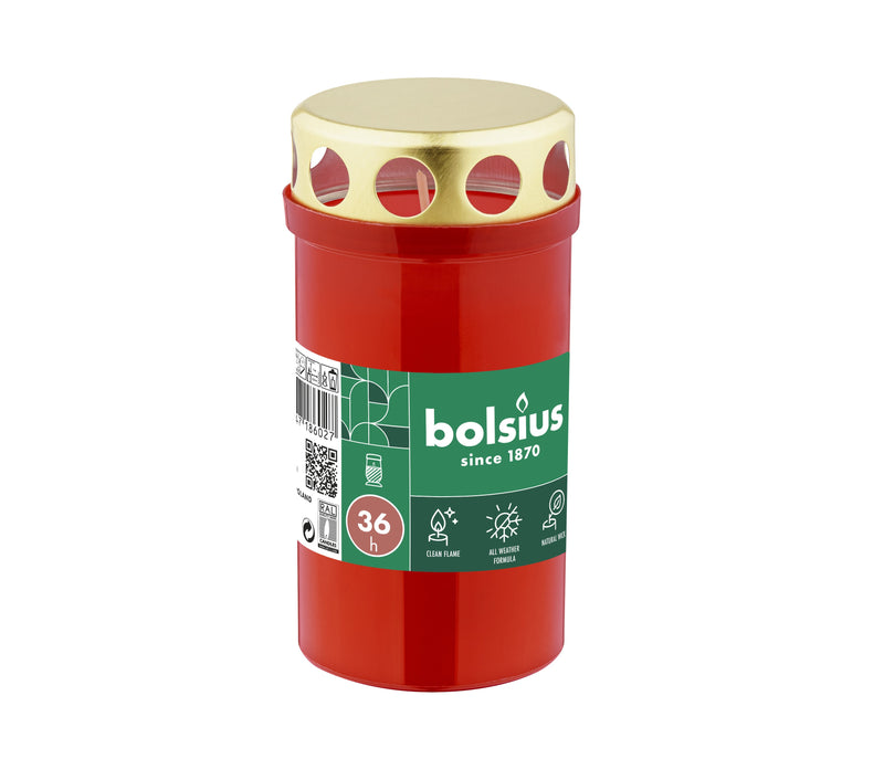 Κερί Διαρκείας Bolsius 36 Ωρών με Καπάκι - Κόκκινο