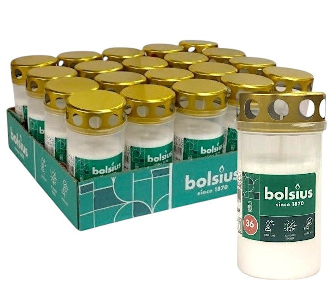Κερί Διαρκείας Bolsius 36 Ωρών με Καπάκι - Λευκό (Κιβώτιο 20τμχ)