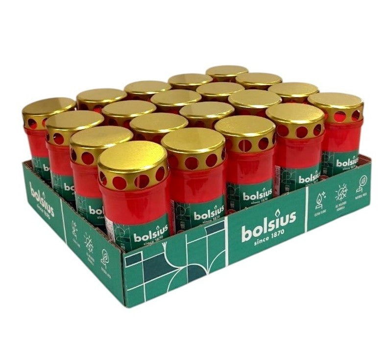 Κερί Διαρκείας Bolsius 36 Ωρών με Καπάκι - Κόκκινο (Κιβώτιο 20τμχ)