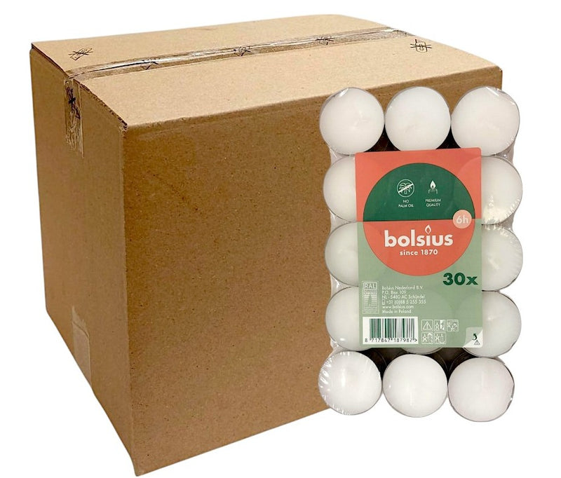 Ρεσώ 30άδα Bolsius 6 Ωρών - Λευκό (Κιβώτιο 10τμχ)