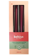 Κεριά Κωνικά Κηροπηγίου με Φυσικό Vegan Κερί 245/24mm Bolsius 4άδα - Μπορντό Μεταλιζέ Κιβώτιο 8Τμχ