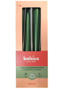 Κεριά Κωνικά Κηροπηγίου με Φυσικό Vegan Κερί 245/24mm Bolsius 4άδα - Πράσινο Μεταλιζέ