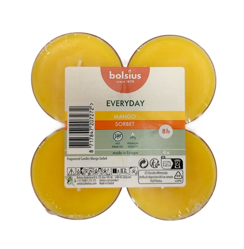 Αρωματικό Ρεσώ 8 Ωρών Clear Cup Bolsius Everyday Two-Tone 4άδα - Σορμπέ Μάνγκο
