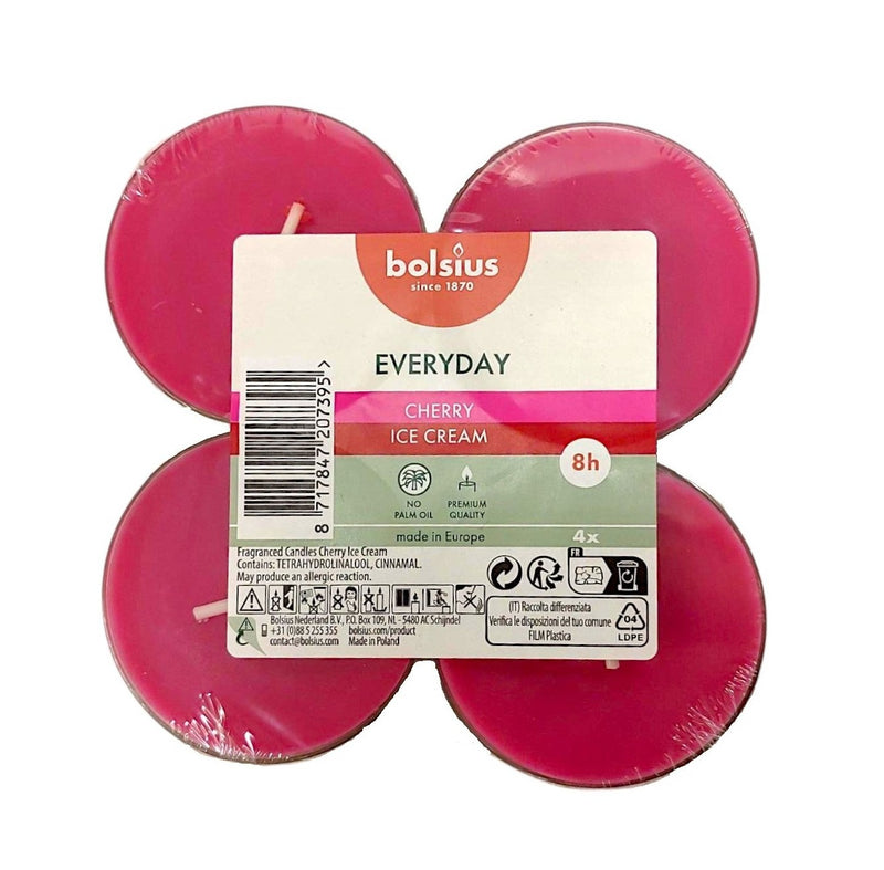 Αρωματικό Ρεσώ 8 Ωρών Clear Cup Bolsius Everyday Two-Tone 4άδα -Παγωτό Κεράσι