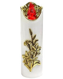 Ηλεκτρικό Κερί Cortina Rico Flower Lily Gold 175/50mm Λευκό με Κόκκινη Φλόγα Συσκευασία 12τμχ