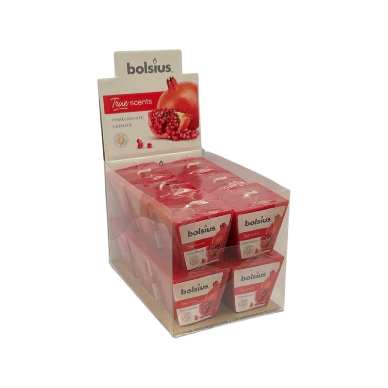 Αρωματικό Κεράκι Τετράγωνο 48/48mm Bolsius True Scents - Ρόδι (Κιβώτιο 12τμχ)