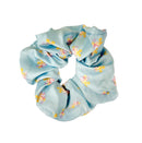 Υφασμάτινο Λαστιχάκι για Μαλλιά Γαλάζιο - Σταυρός με Λουλούδια