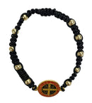 Kομποσκοίνι Μακραμέ με Κωνσταντινάτο Φλουρί - Μαύρο με Χρυσή Χάντρα (ΤΗΙΜ301)