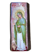 Χειροποίητη Εικόνα Ακανόνιστο Ξύλο Μεικτή Τεχνική 30,7x15,8cm -  Παναγία Γερόντισσα (45)