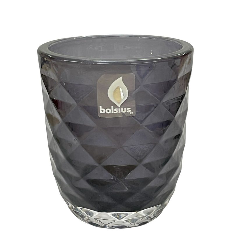 Κηροπήγιο Γυάλινο Bolsius για Ρεσώ 76/70mm - "Diamond Black"