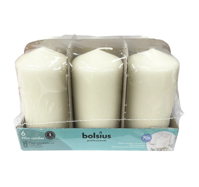 Κερί Κορμός Bolsius 150/78mm - Ιβουάρ (Κιβώτιο 6άδα)