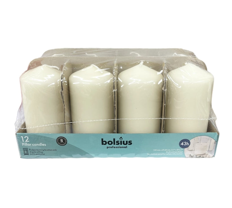 Κερί Κορμός Bolsius 130/68mm - Ιβουάρ (Κιβώτιο 12άδα)