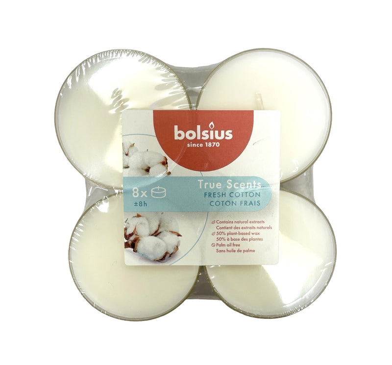 Αρωματικό Ρεσώ 8 Ωρών Clear Cup Bolsius True Scents 8άδα - Fresh Cotton