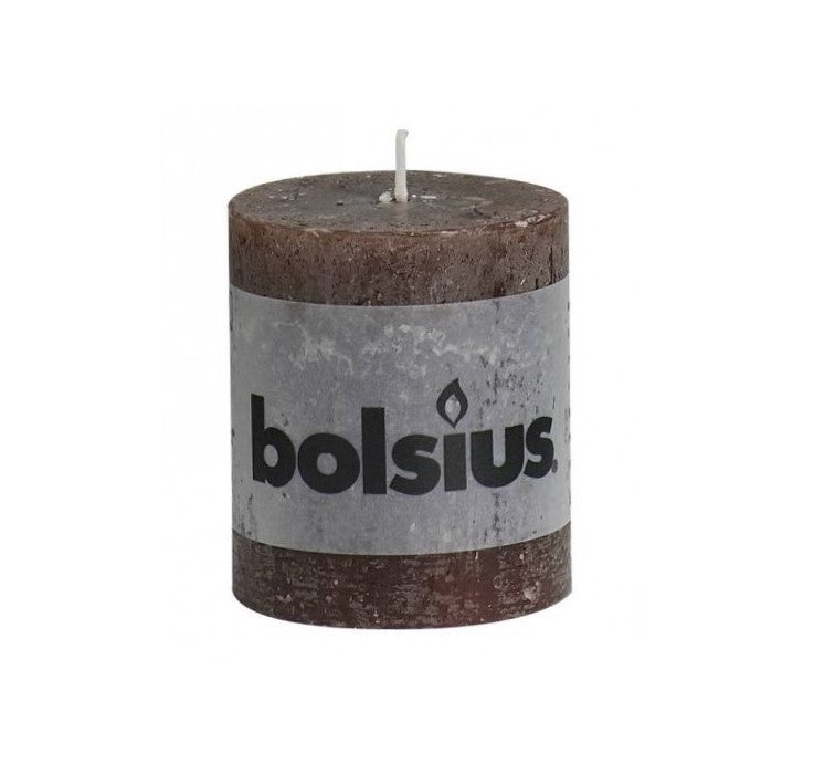 Κερί Κορμός Ρουστίκ Bolsius 80/68mm - Καφέ
