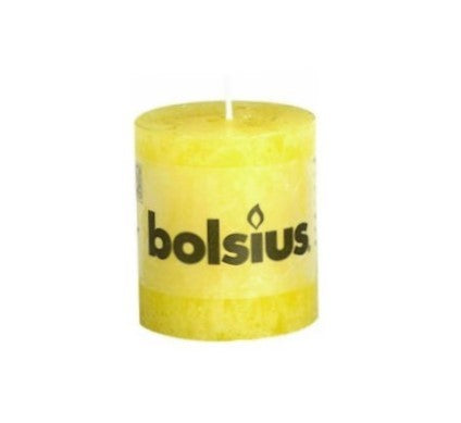Κερί Κορμός Ρουστίκ Bolsius 80/68mm - Κίτρινο