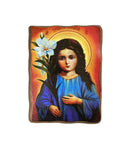 Ξύλινη Εικόνα Παναγία των Κρίνων με Διάσταση 7x10cm