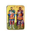 Ξύλινη Εικόνα Άγιοι Θεόδωροι με Διάσταση 7x10cm